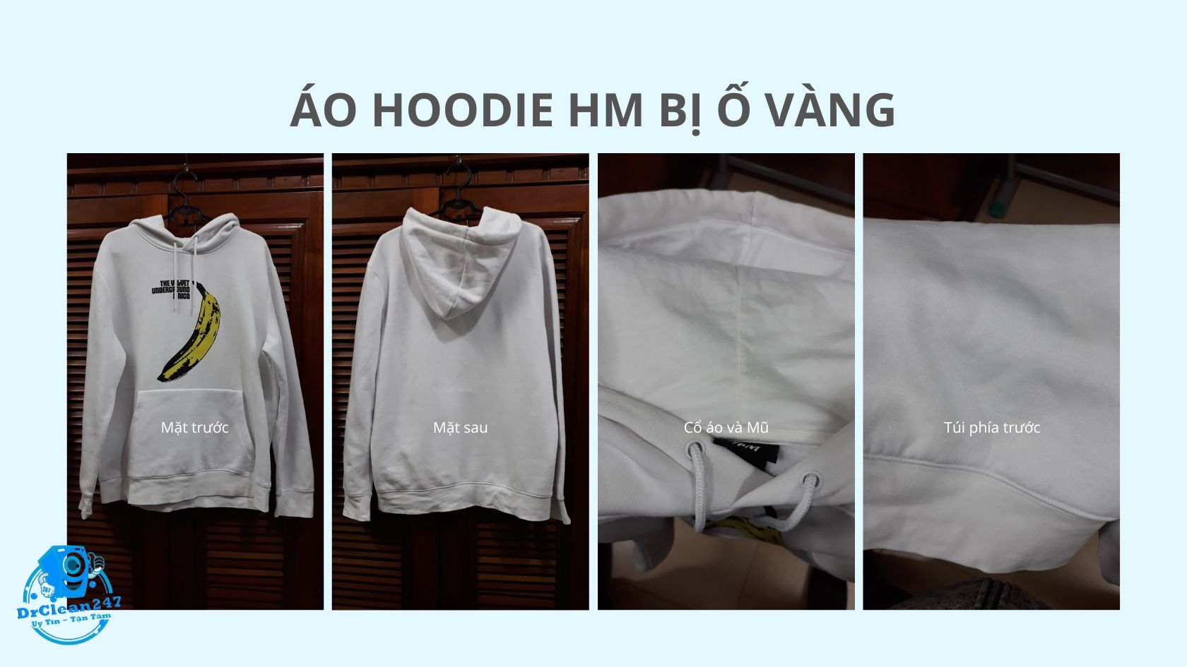 áo hoodie hm bị ố vàng sau khi được xử lý