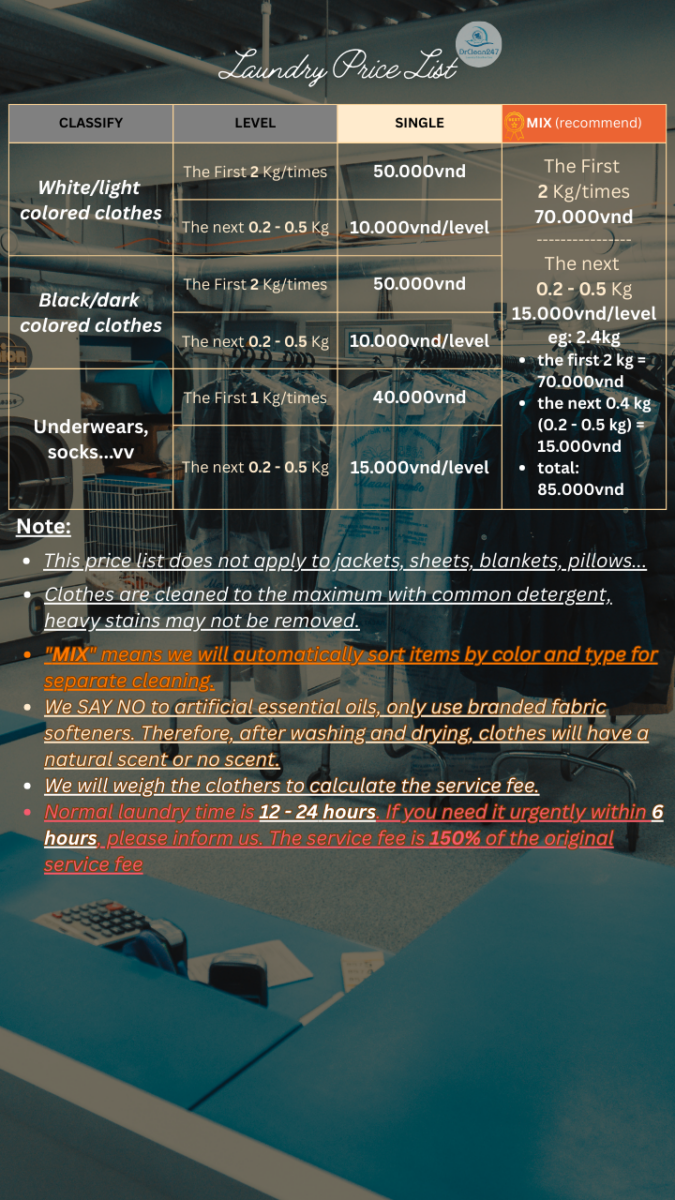 drclean247 laundry and shoe cleaning prices
