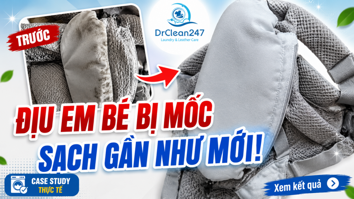 Địu em bé bị mốc trước và sau khi giặt sạch tại DrClean247