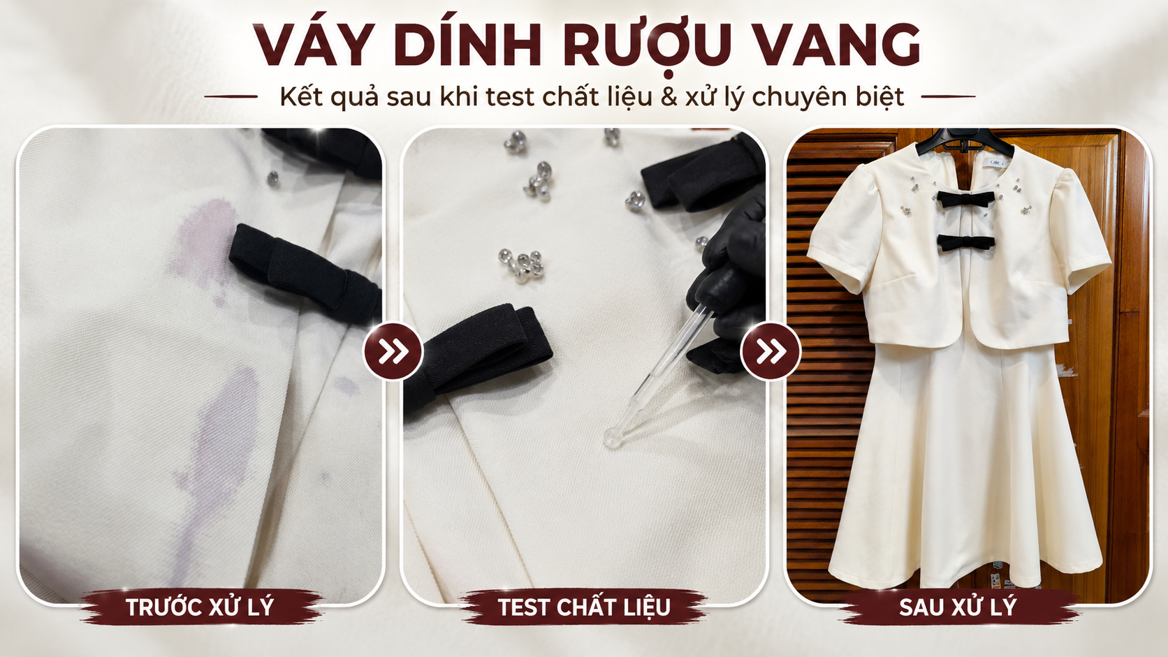 Giặt váy bị dính rượu vang tưởng là lem màu